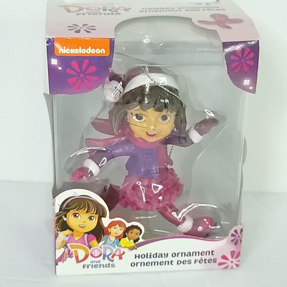 Dora The Explorer Ice Skating Xmas Ornament Pink Purple NEW - Picture 1 of 5